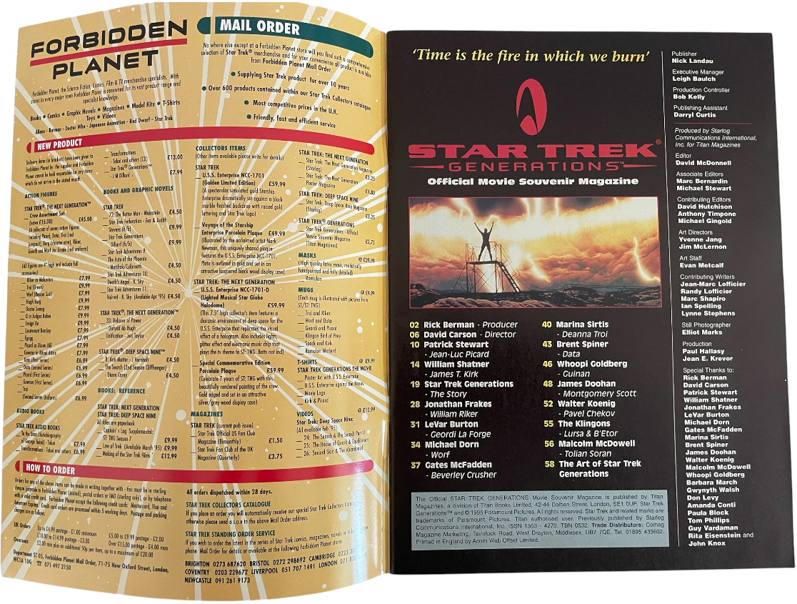 Vintage 1995 Star Trek Generations The Official Movie Souvenir Magazine - Ex Shop Stock