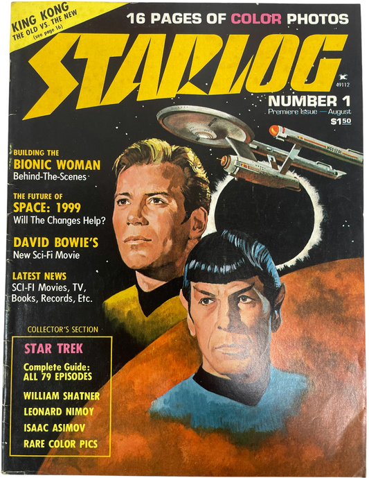 Vintage August 1976 Premiere Issue Starlog Magazine Number 1 - Star Trek Collectors Section + Bionic Women, Space 1999 And More - Ex Shop Stock
