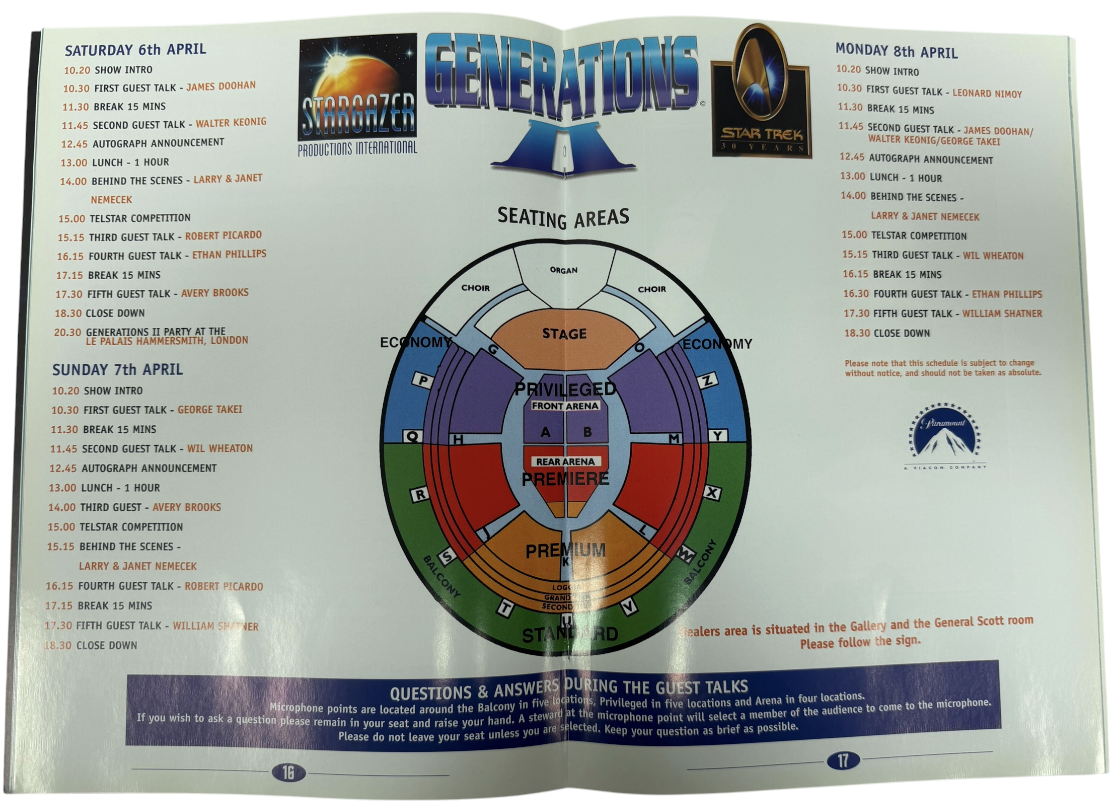 Vintage 1996 Star Trek Generations II Convention Brochure - Royal Albert Hall - 30th Anniversary - Rare ProgrammeC