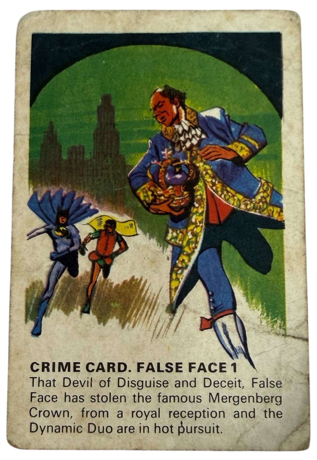 Vintage 1966 Macleans Toothpaste Batman Card #1 False Face Crime Card Rare - Ex Shop Stock