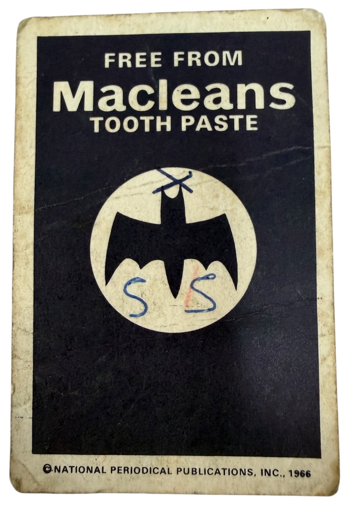 Vintage 1966 Macleans Toothpaste Batman Card #1 False Face Crime Card Rare - Ex Shop Stock