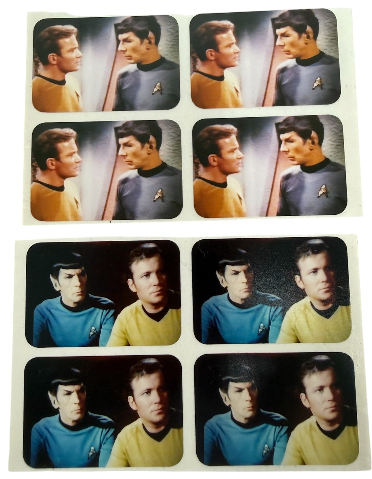 Vintage 1975 Star Trek Stickers Morris National Sales Canada Kirk Spock Rare Pair - Mint Condition