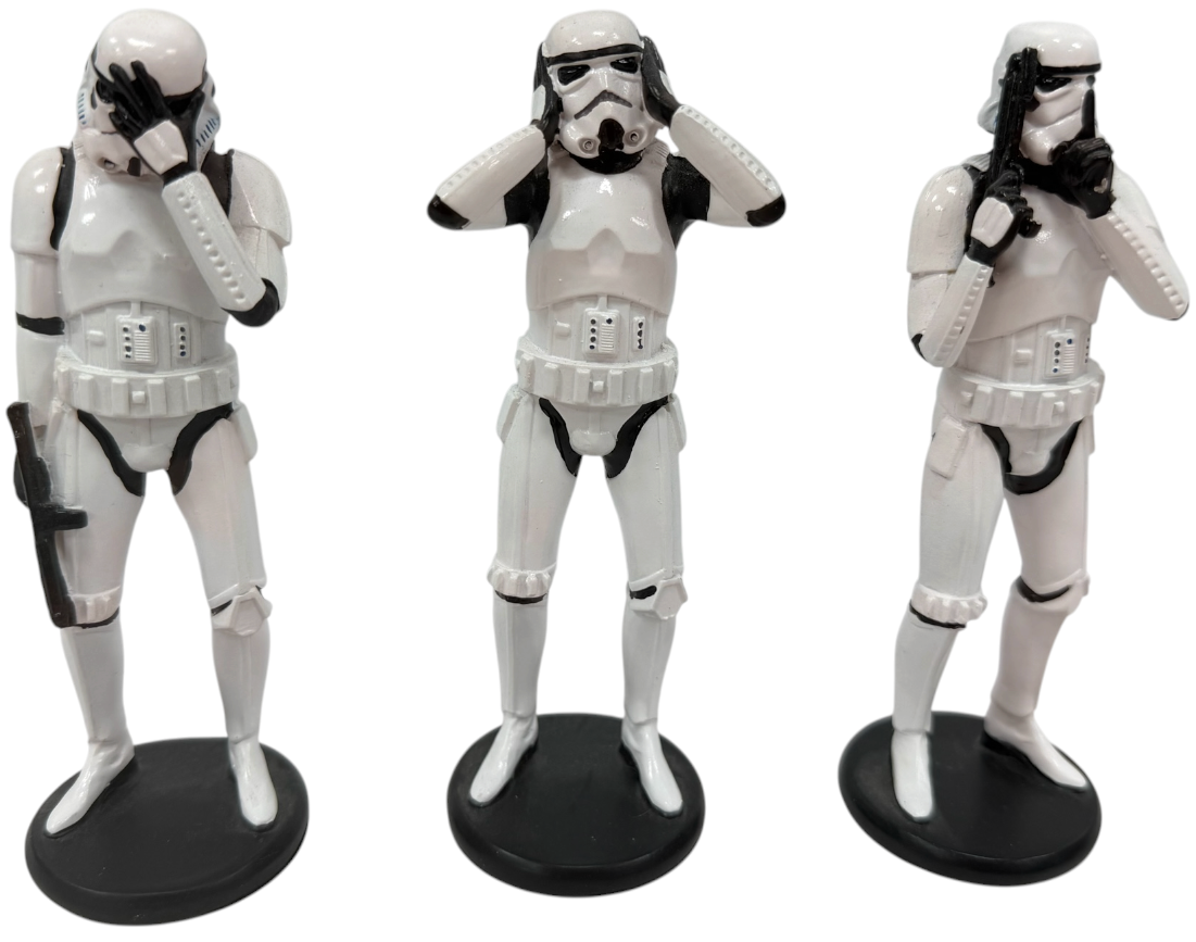 Star Wars 2019 Nemesisnow Original Stormtrooper Set Of 3 Wise Stormtroopers 5 1/2" Figurine Set - Brand New Ex Shop Stock