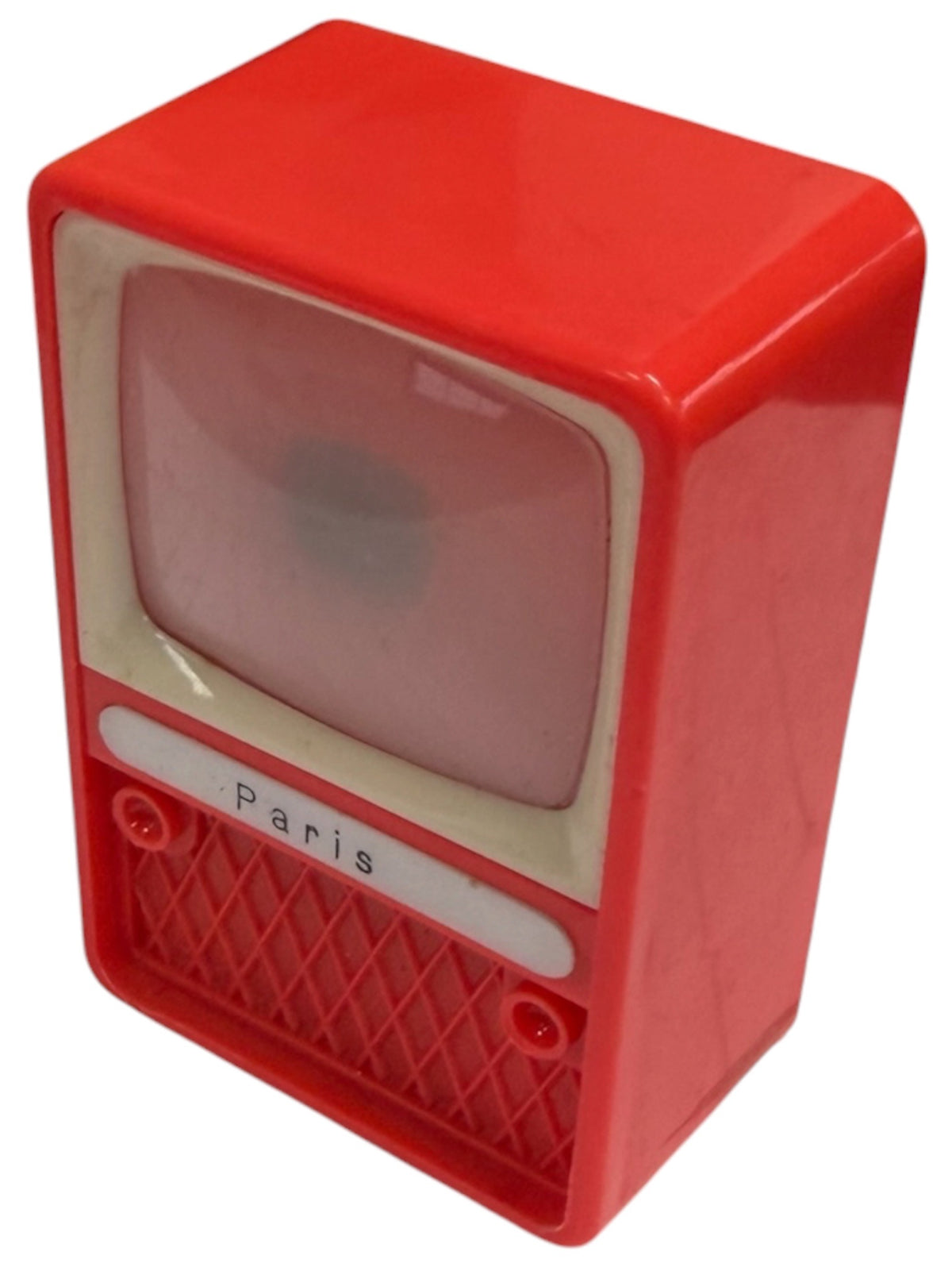 Vintage 1960's Plastiskop Miniature TV Photo Viewer Paris Souvenir Red Plastic - Fantastic Condition