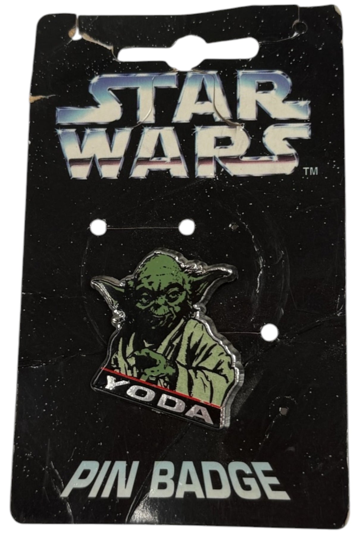 Vintage Star Wars Yoda Pin Badge Official Collectible Retro Lapel Pin - New On Card - Ex Shop Stock