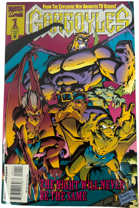 Vintage 1995 Marvel Comics - Gargoyles With Embossed Cover Issue No.1 February 1995 - Ex Shop Stock (Grade 9.0)