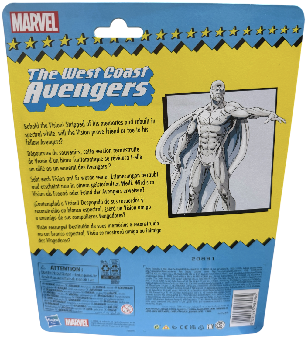 2022 Marvel Legends Retro West Coast Avengers White Vision 6" Figure F5885 - Brand New Factory Sealed Ex Shop Stock