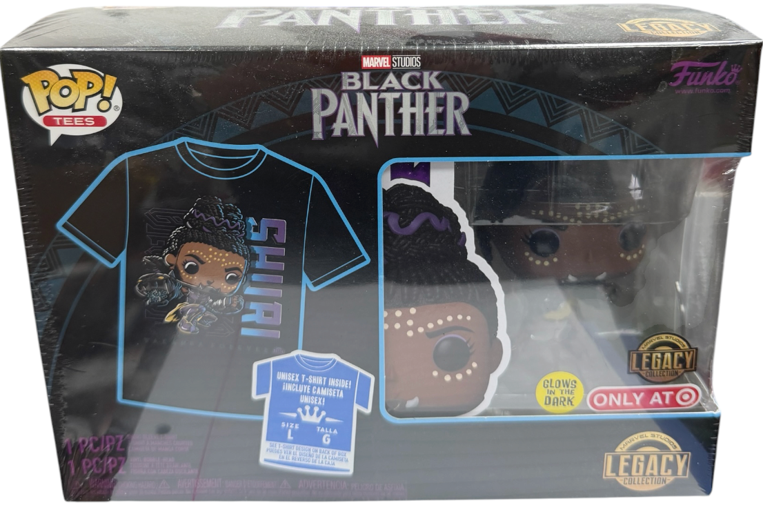 2022 Funko Pop & Tee Marvel Black Panther Shuri Size L Glow In The Dark MINT Condition & Factory SEALED Ex Shop Stock
