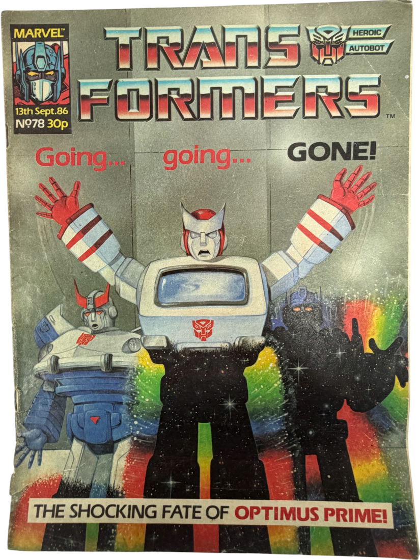 Vintage 1986 Marvel Comics -Transformers Comic Issue No.78 - Sept 1986 - The Shocking Fate Of Optimus Prime - Ex Shop Stock (Grade 3.5)