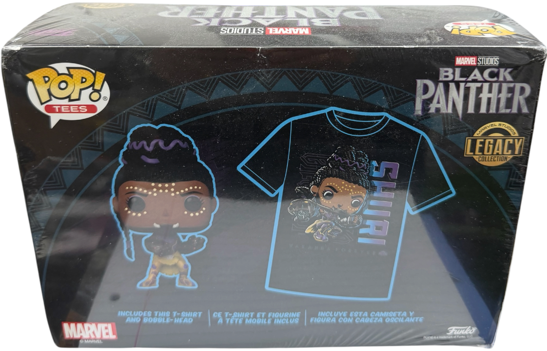 2022 Funko Pop & Tee Marvel Black Panther Shuri Size L Glow In The Dark MINT Condition & Factory SEALED Ex Shop Stock