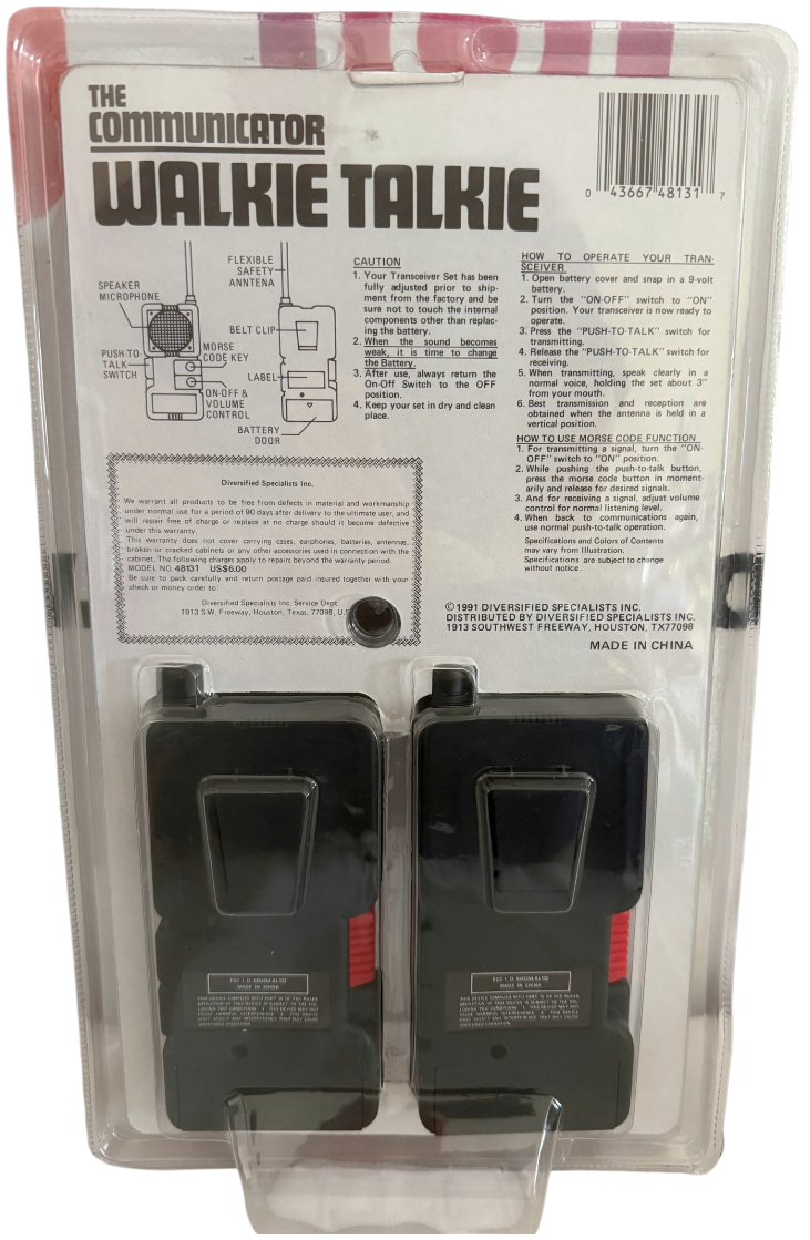 Vintage 1991 DSI Ultra Rare The Communicator Walkie Talkie Set - 4 Transistor With Morse Code - Brand New Factory Sealed Shop Stock Room Find
