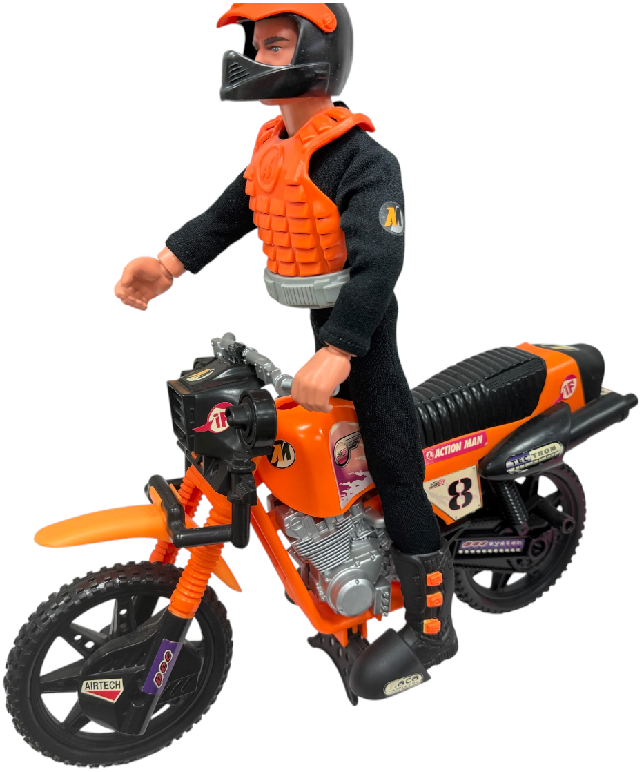 Vintage 1996 Action Man SUPER X DIRT BIKE Motocross Set - Rare Shop Counter Display Condition!