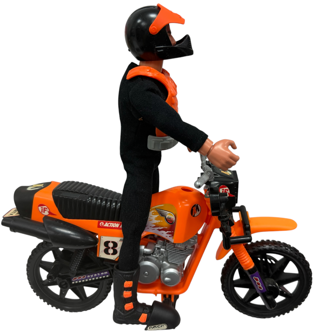 Vintage 1996 Action Man SUPER X DIRT BIKE Motocross Set - Rare Shop Counter Display Condition!