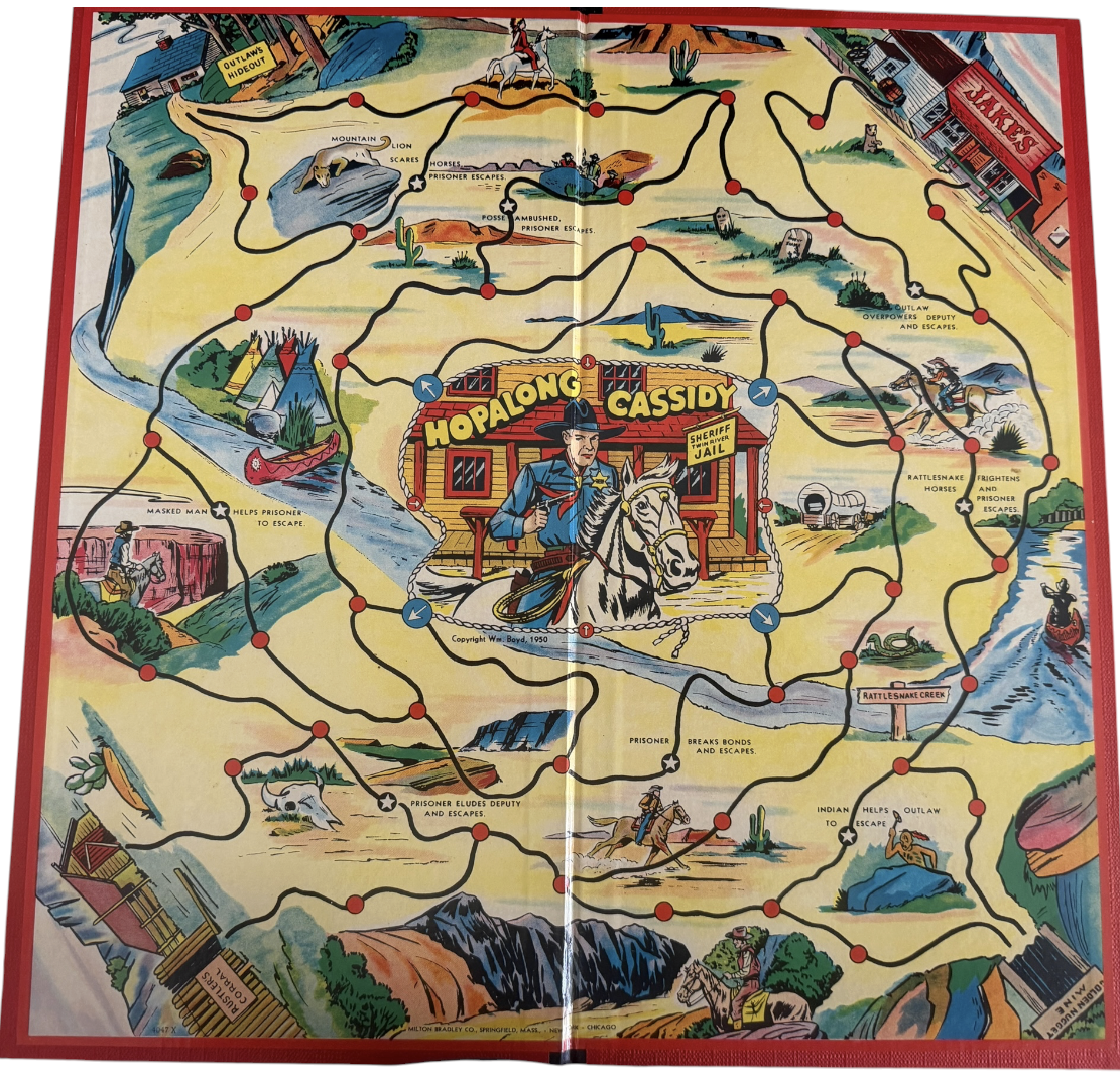 Vintage Milton Bradley 1950 Official Hopalong Cassidy The Board Game - Based On The Popular TV Series - Fantastic Condition In The Original Box