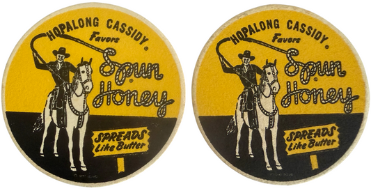 Vintage Rare 1950's Set Of 2 Hopalong Cassidy Favors Spun Honey Drinks Coaster / Mat Set - Unused