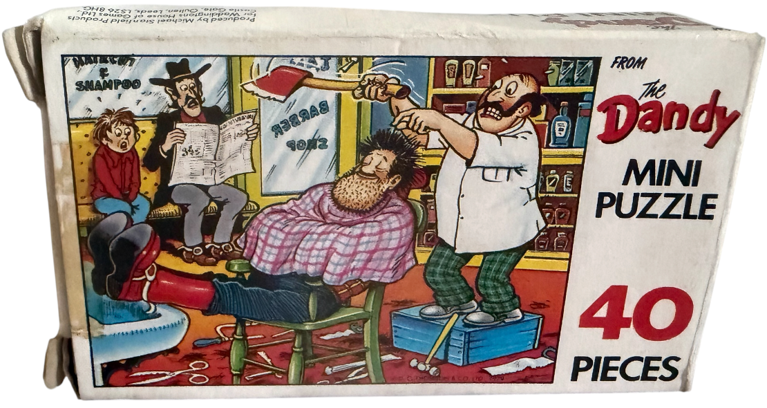 Vintage Waddingtons 1979 The Dandy 40 Piece Mini Jigsaw Puzzle Desperate Dan's Haircut 100% Complete In The Original Box
