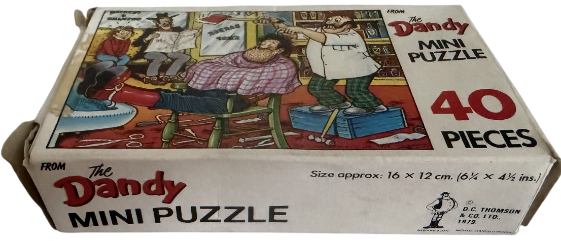 Vintage Waddingtons 1979 The Dandy 40 Piece Mini Jigsaw Puzzle Desperate Dan's Haircut 100% Complete In The Original Box
