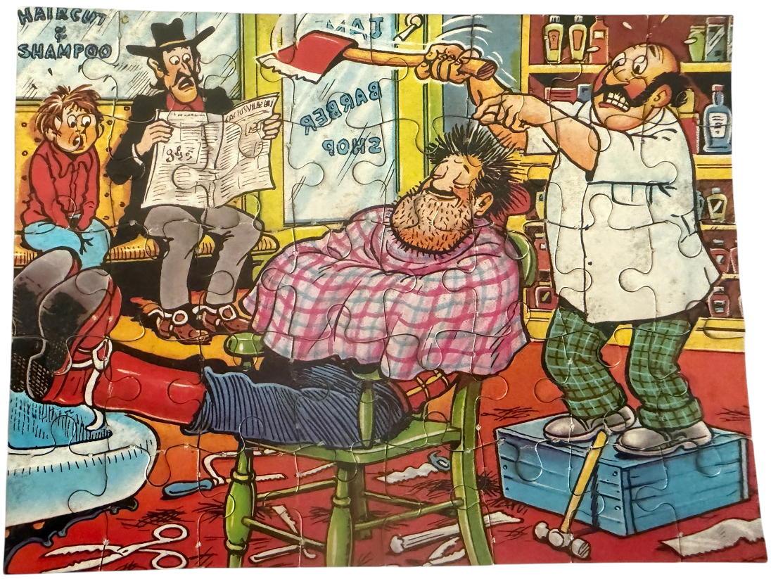 Vintage Waddingtons 1979 The Dandy 40 Piece Mini Jigsaw Puzzle Desperate Dan's Haircut 100% Complete In The Original Box