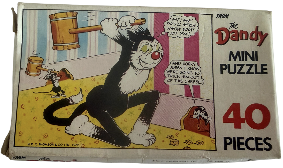 Vintage Waddingtons 1979 The Dandy 40 Piece Mini Jigsaw Puzzle Korky The Mouse Trapper 100% Complete In The Original Box