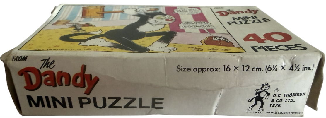 Vintage Waddingtons 1979 The Dandy 40 Piece Mini Jigsaw Puzzle Korky The Mouse Trapper 100% Complete In The Original Box