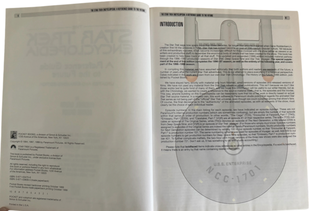 Vintage 1999 Pocket Books Star Trek Encyclopedia Hardcover 1st Edition 1st Print Michael Okuda - Near Mint Condition Ex Shop Stock