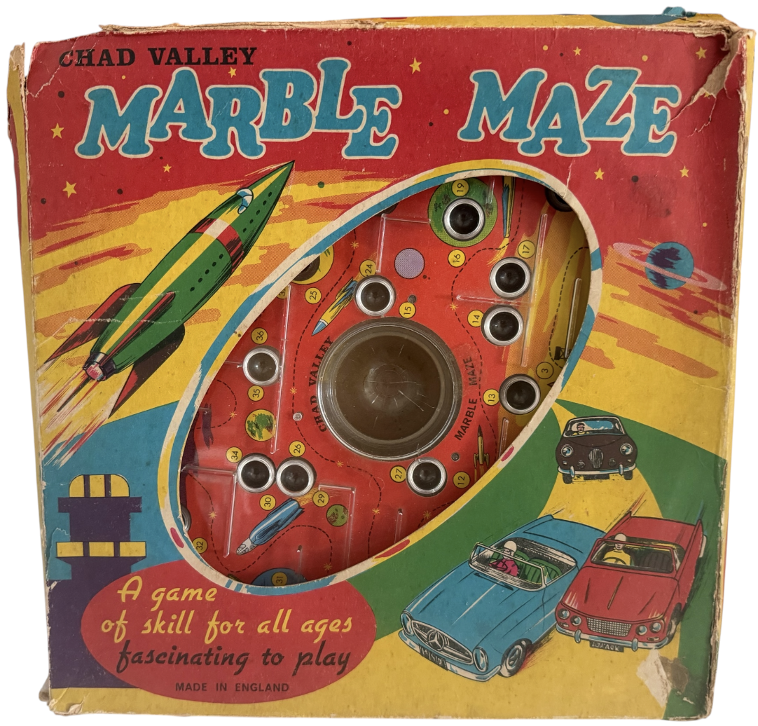 Vintage 1960's Chad Valley Space Race Marble Maze Game - Complete In The Original Box