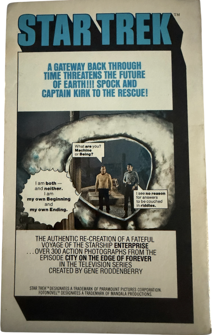Vintage 1977 Star Trek Fotonovel No. 1 City On The Edge Of Forever Paperback Book - Fantastic Condition.