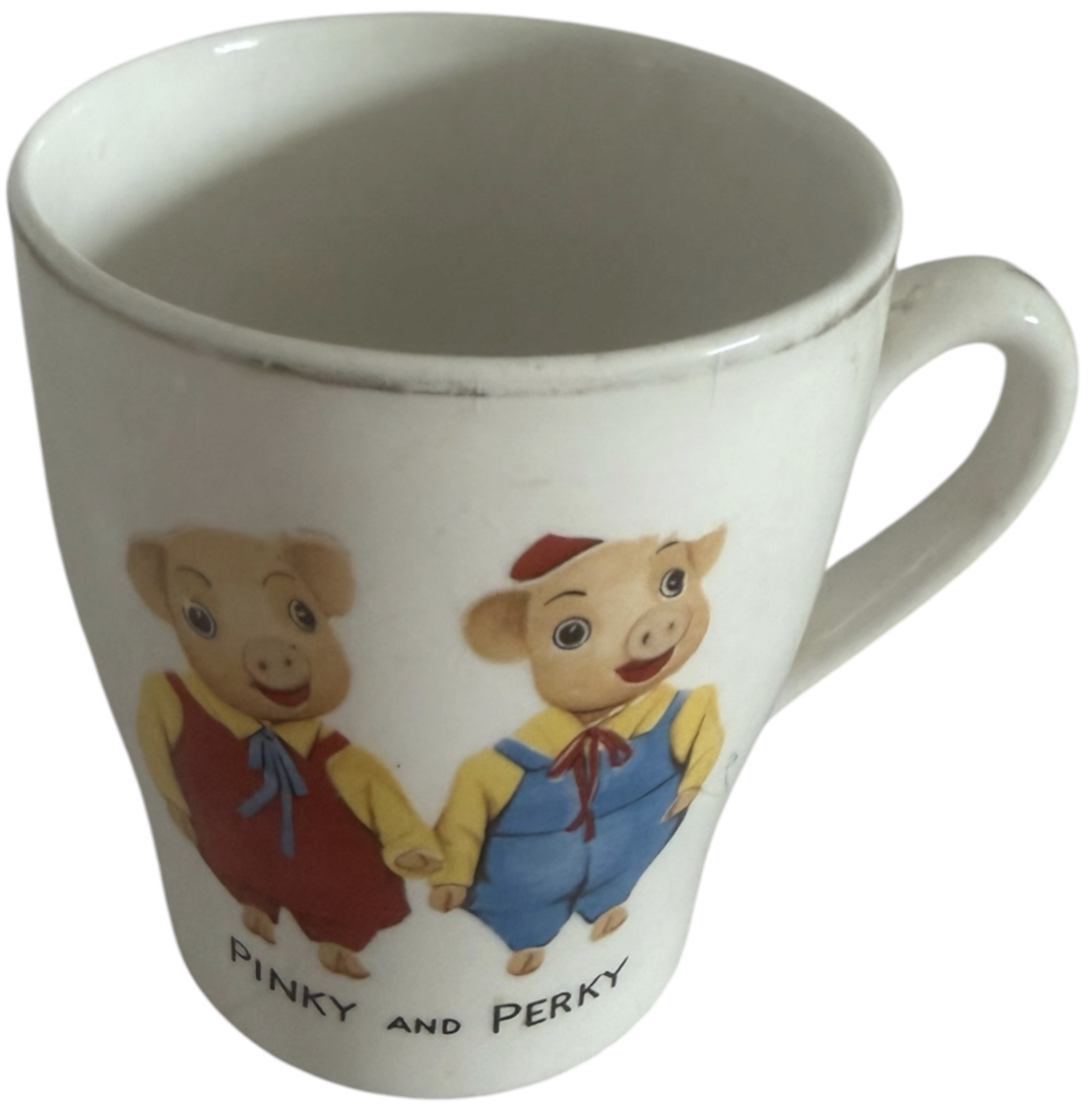 Vintage Keele St Pottery1962 Pinky And Perky Small Mug - Very Good Condition Rare Item