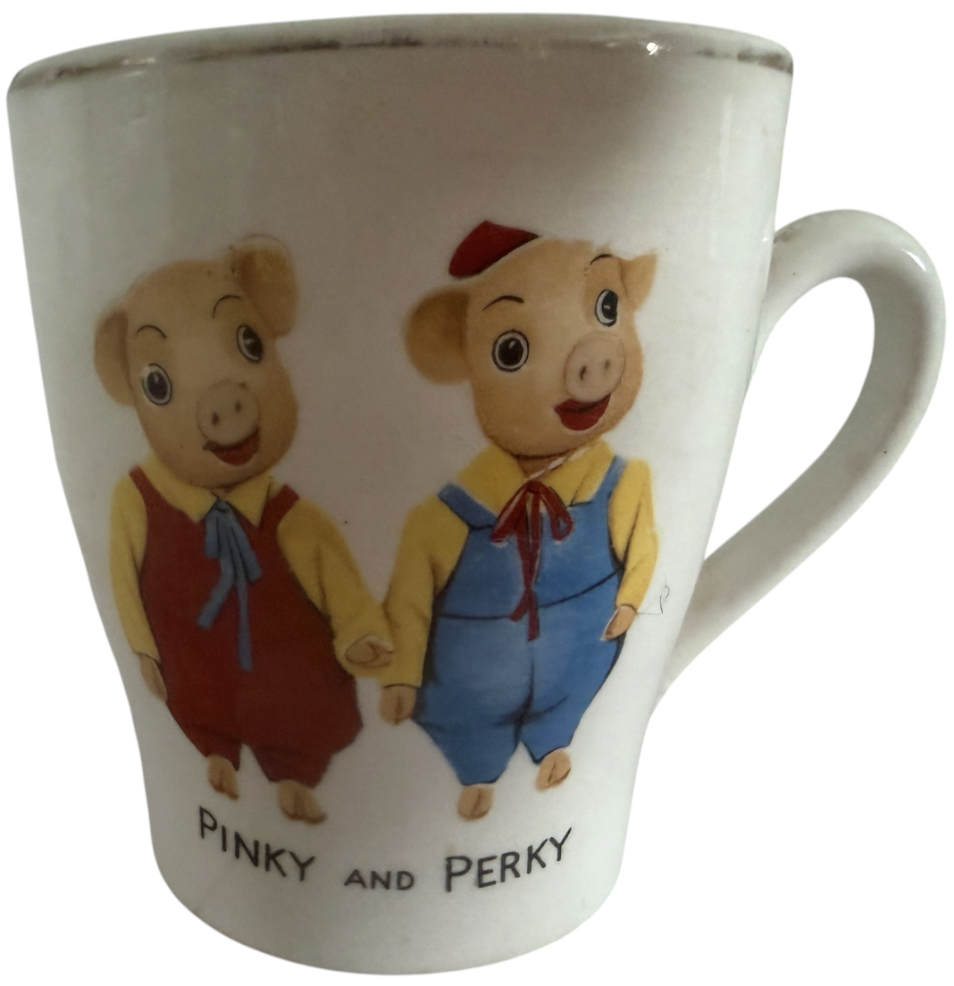 Vintage Keele St Pottery1962 Pinky And Perky Small Mug - Very Good Condition Rare Item