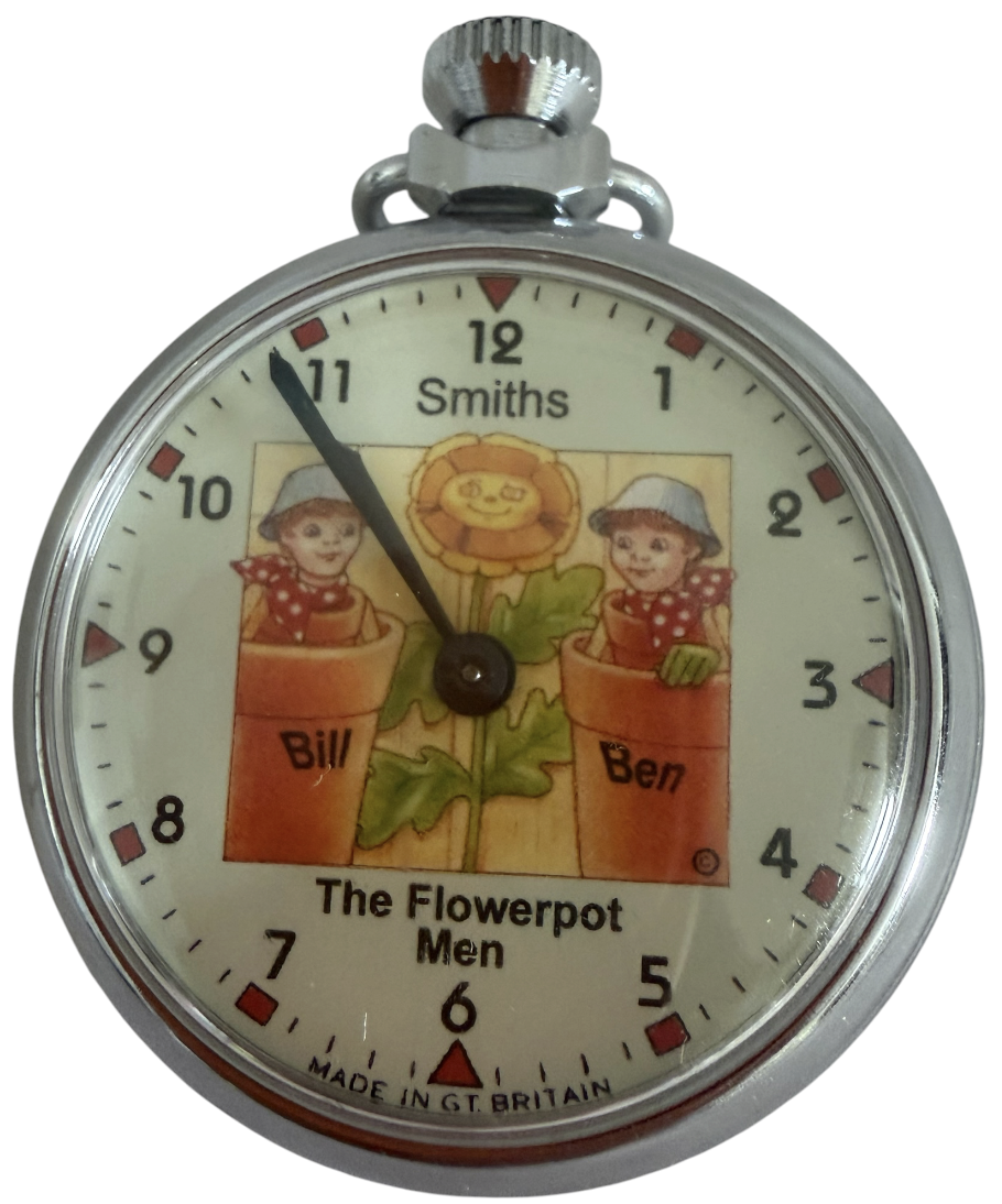 Vintage Smiths Bill And Ben The Flowerpot Men Novelty Pocket Watch - In Working Condition - Ultra Rare