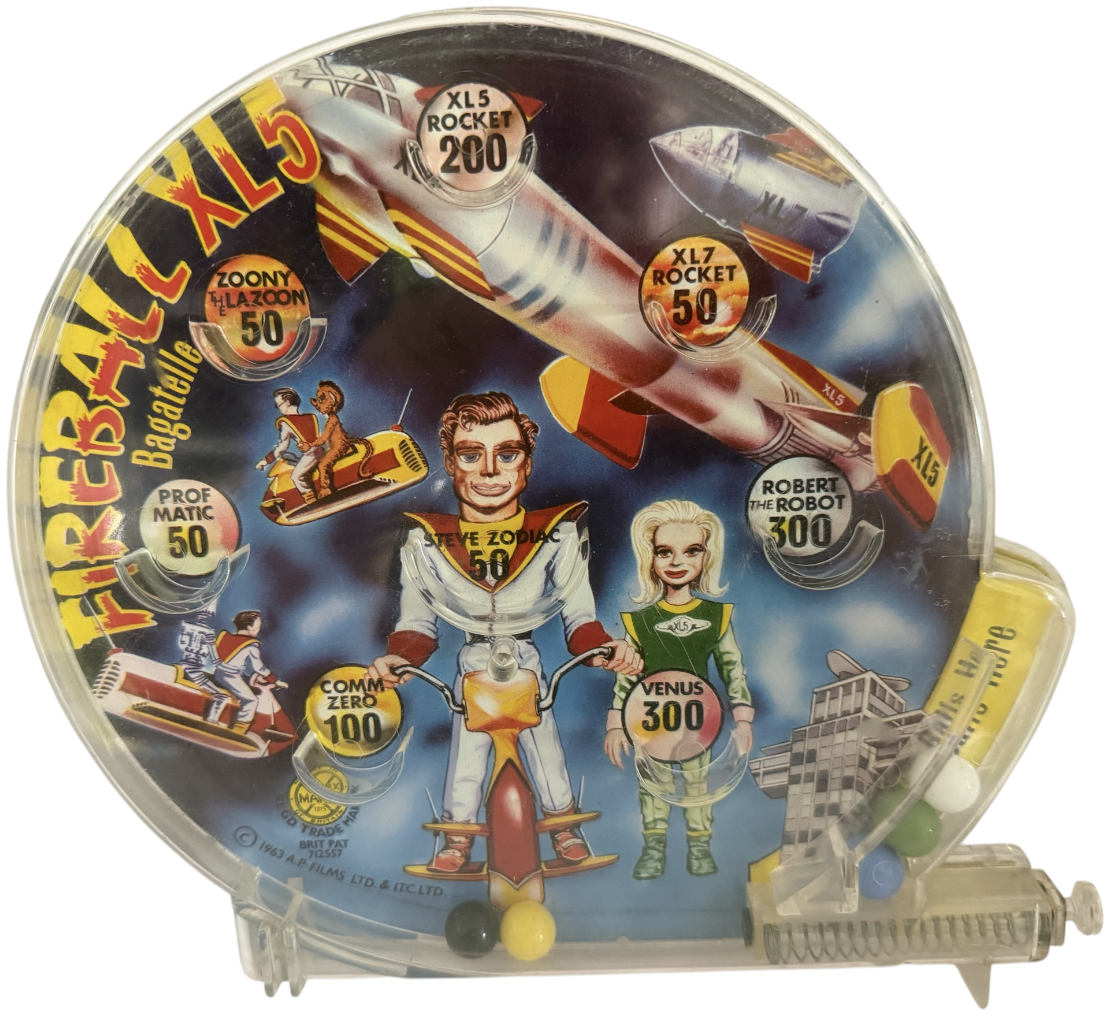 Vintage Louis Marx 1963 Gerry Andersons Fireball XL5 Bagatelle Pin Ball Game - Very Good Condition In Working Condition