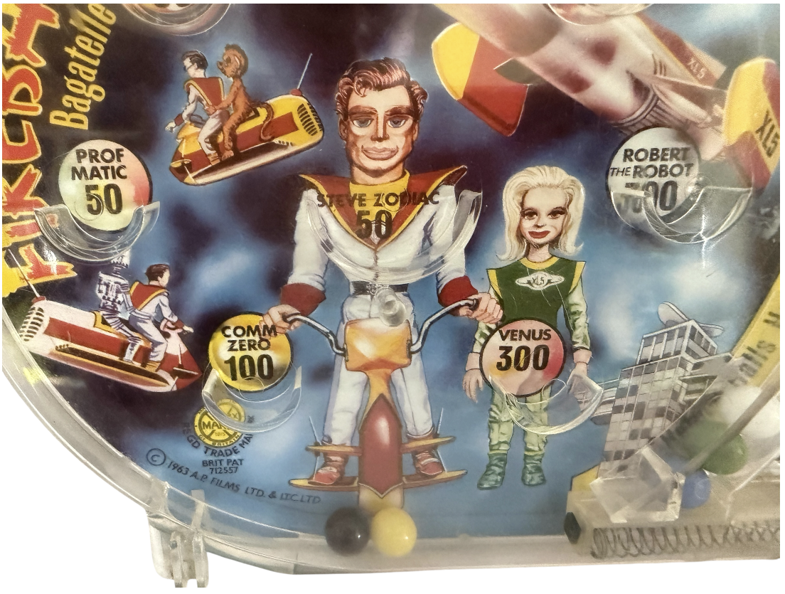 Vintage Louis Marx 1963 Gerry Andersons Fireball XL5 Bagatelle Pin Ball Game - Very Good Condition In Working Condition