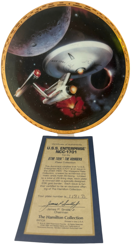Vintage 1994 Star Trek The Voyagers Plate Collection - The Original Series USS Enterprise NCC-1701 Limited Edition Hamilton Collectors Plate - Shop Stock Room Find