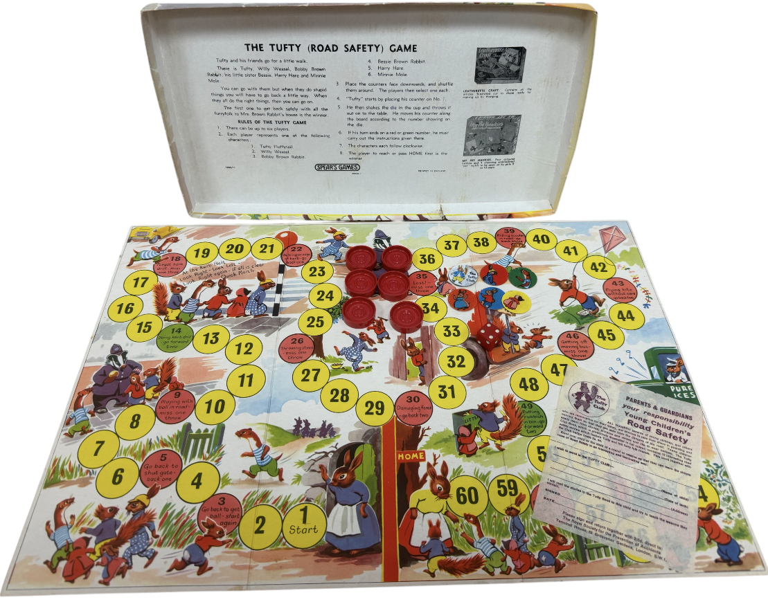 Vintage 1962 Rare Spears Games The Tufty Road Safety Board Game - Original Release Fantastic Condition 100% Complete & Boxed