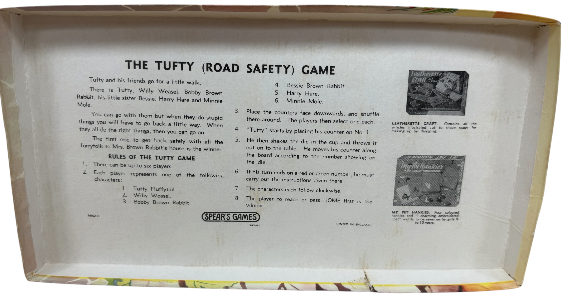 Vintage 1962 Rare Spears Games The Tufty Road Safety Board Game - Original Release Fantastic Condition 100% Complete & Boxed
