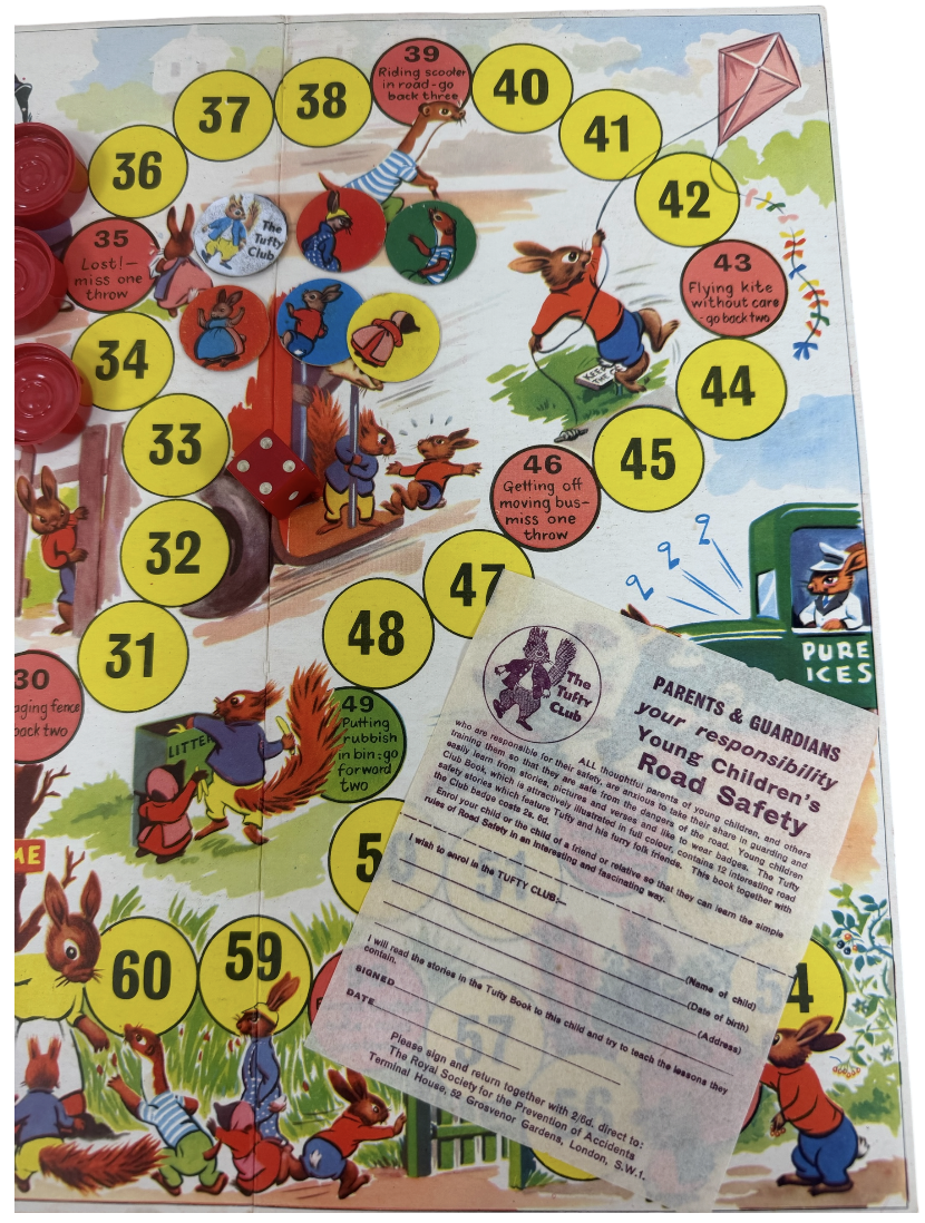 Vintage 1962 Rare Spears Games The Tufty Road Safety Board Game - Original Release Fantastic Condition 100% Complete & Boxed