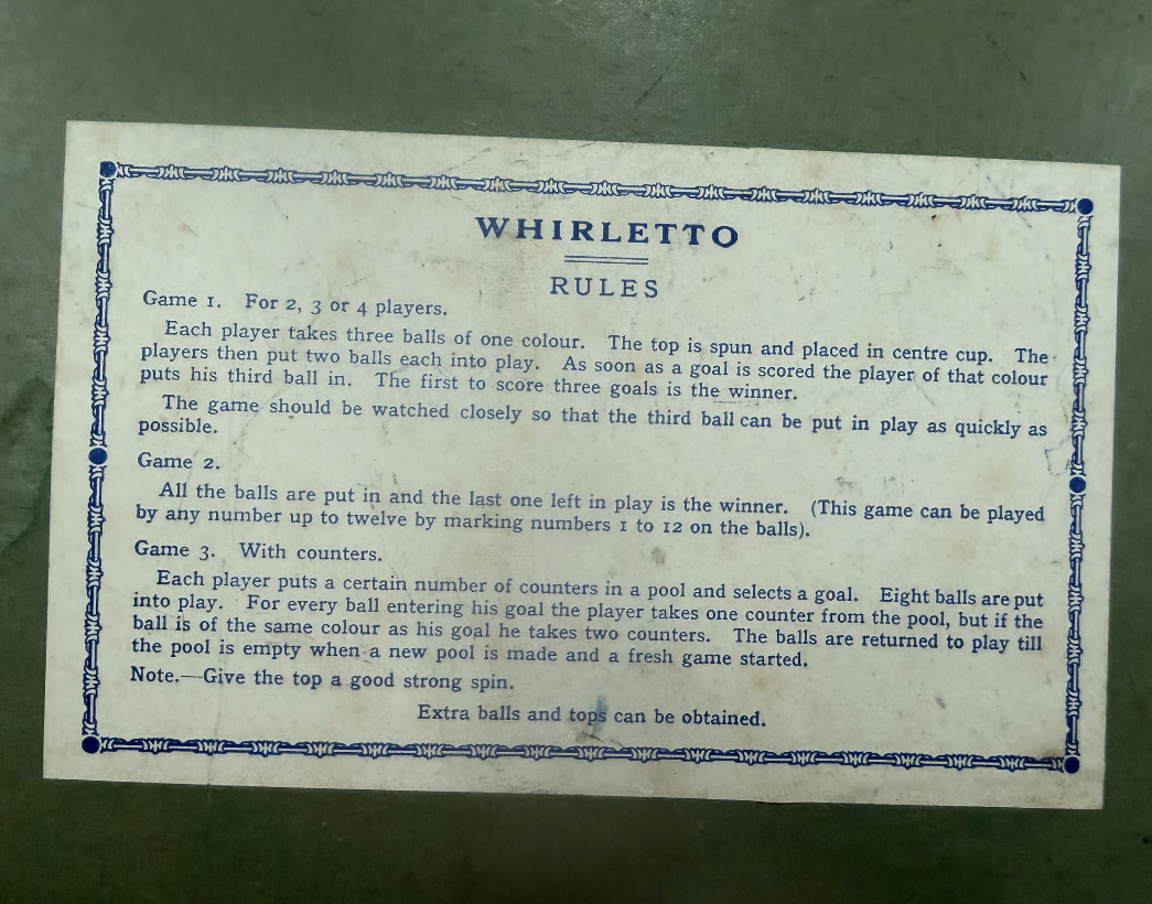 Vintage 1920's The Game Whirletto - Spinning Top Action Game - Very Good Condition - In The Original Box