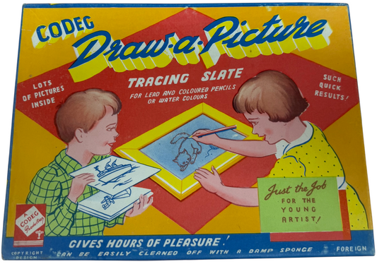 Vintage 1950's Codeg Draw A Picture Tracing Slate - Complete With 13 Pictures to Copy -&nbsp; Very Good Condition Complete And Boxed