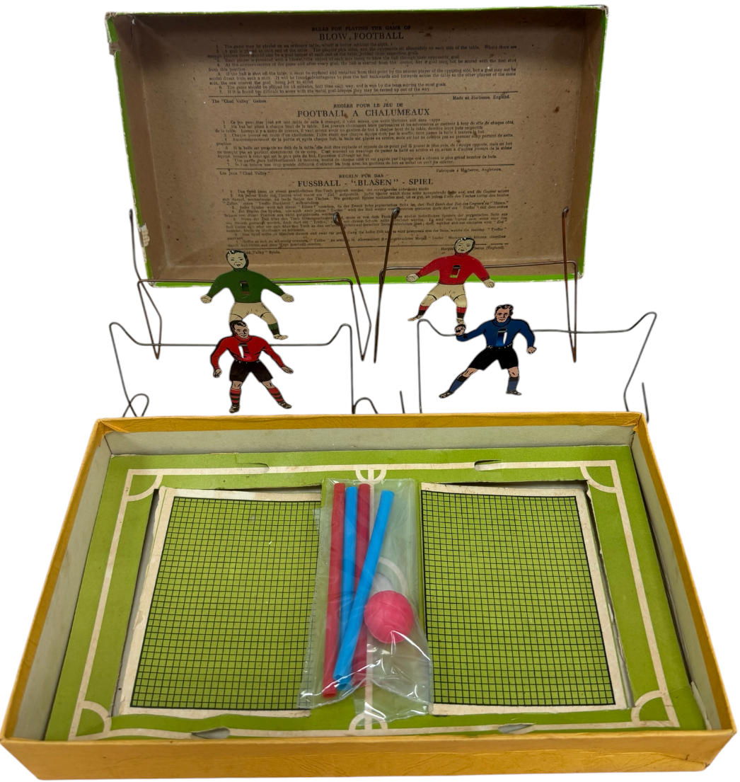 Vintage 1930's Chad Valley - Blow Football - Table Soccer Game - Complete In The Original Box With Extras