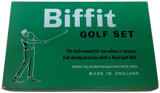 Vintage 1933 Biffit Golf Set - Full Driving Practice Game With Real Golf Ball - Complete &amp; Boxed