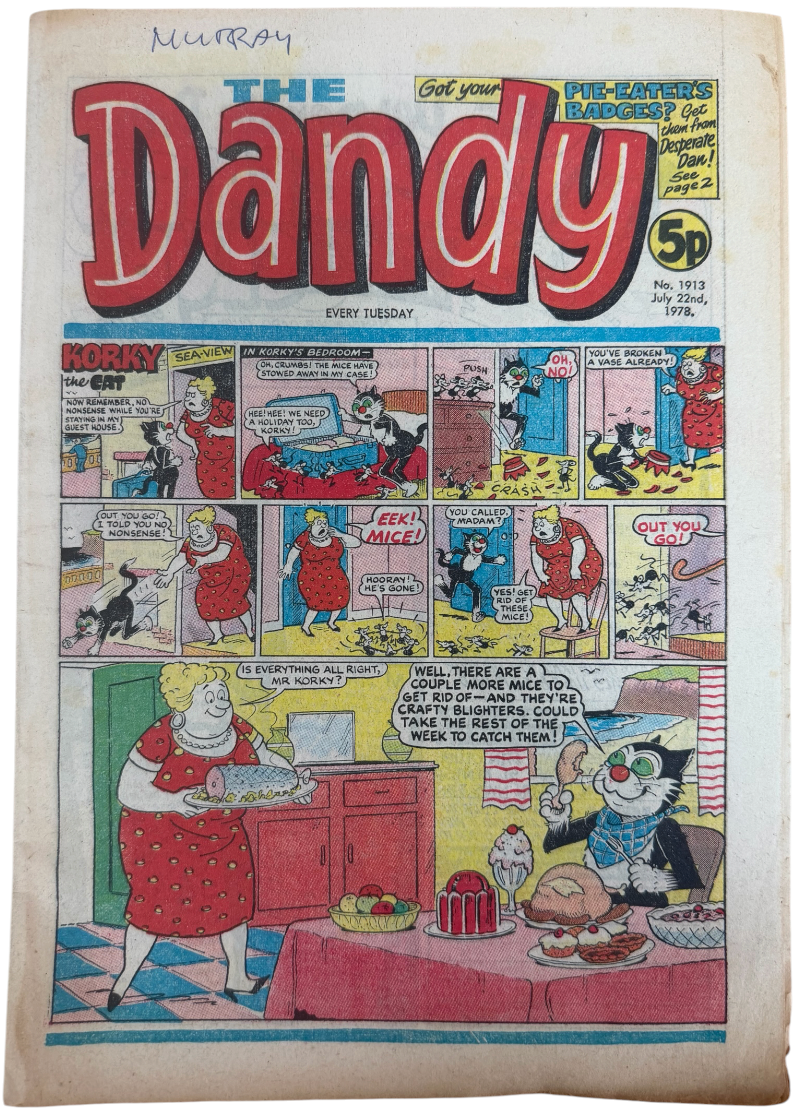 Vintage 1978 The Dandy Weekly Boys And Girls Comic Issue No. 1913 July 22nd 1978 By D C Thompson &amp; Co (3.5 Grade)