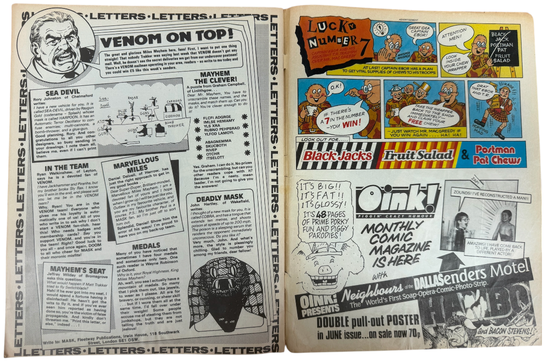 Vintage 1988 Fleetway Publications - Mask Weekly Comic Issue No.60 4th June 1988 - Ex Shop Stock (Grade 4.0)