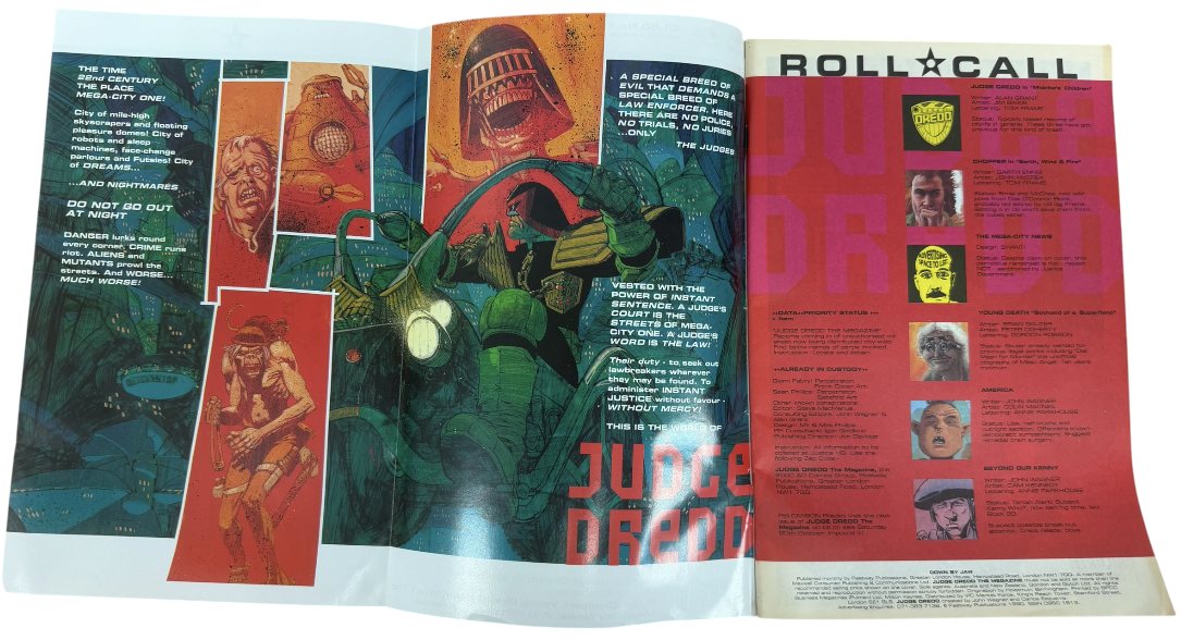 Vintage 1990 Fleetway Publications - Judge Dredd The Magazine Issue No.1 October 1990 - Ex Shop Stock (Grade 6.5)