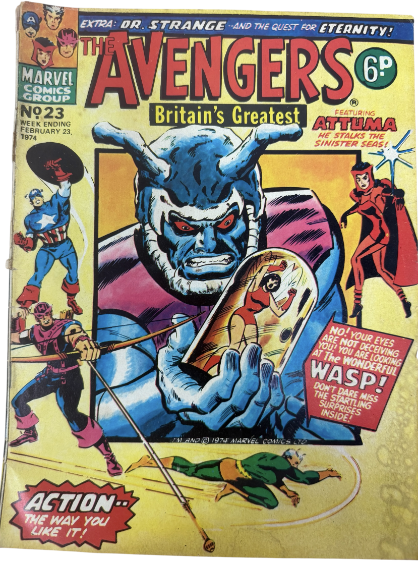 Vintage 1974 Marvel Comics - The Avengers - Britain's Greatest Comic Issue No.23 February 1974 - Ex Shop Stock (Grade 4.0)