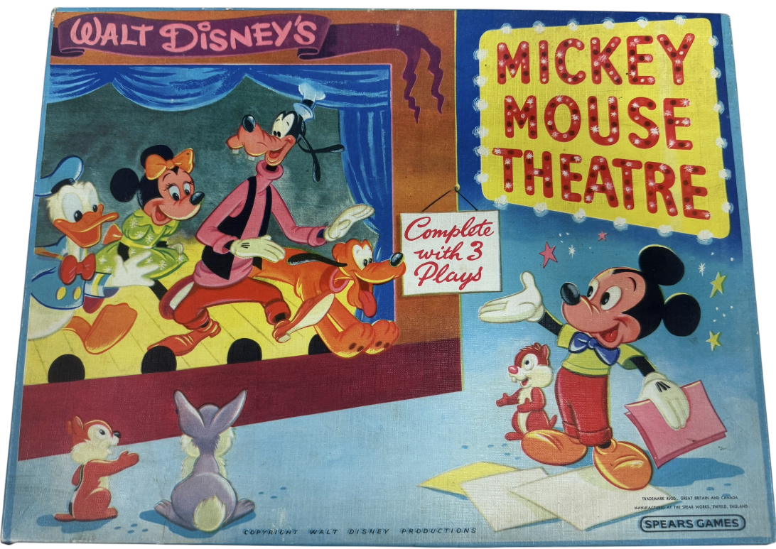 Vintage 1950's Spears Games - Mickey Mouse Theatre - In The Original Box With letter From Richard Spear
