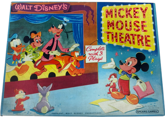 Vintage 1950's Spears Games - Mickey Mouse Theatre - In The Original Box With letter From Richard Spear