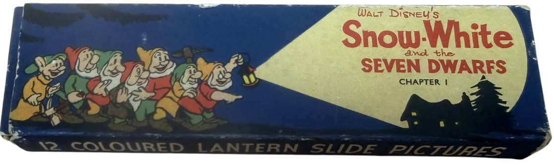 Vintage 1930's Wald Disney's Snow White And The Seven Dwarfs Chapter 1 - 12 Coloured Lantern Slide Pictures - In The Original Box