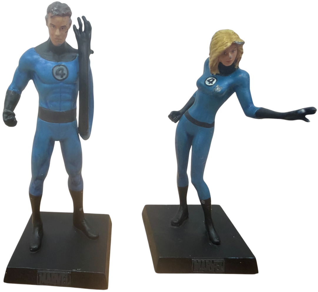Vintage 2005/6/7 Eaglemoss Classic Marvel Figurine Collection Set Of 4 - The Thing, Silver Surfer, Mr Fantastic &amp; The Invisible Woman