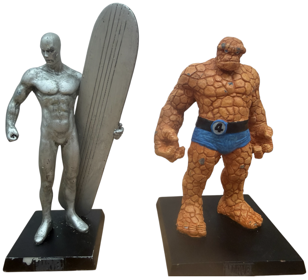 Vintage 2005/6/7 Eaglemoss Classic Marvel Figurine Collection Set Of 4 - The Thing, Silver Surfer, Mr Fantastic &amp; The Invisible Woman