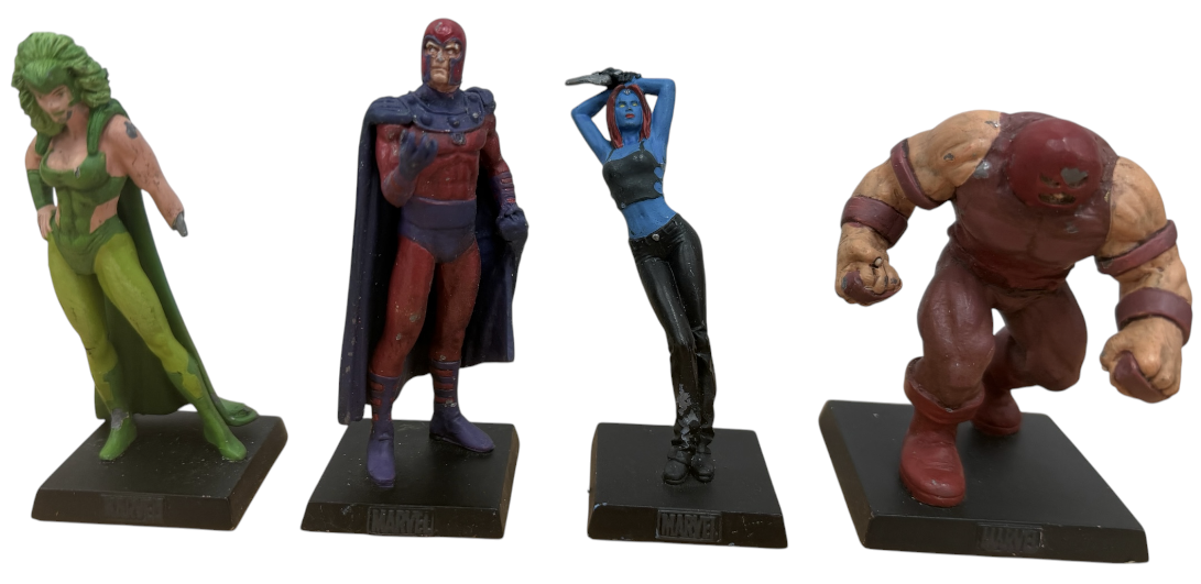 Vintage 2005/6/7 Eaglemoss Classic Marvel Figurine Collection Set Of 4 - Magneto, Mystique, Polaris &amp; Juggernaut